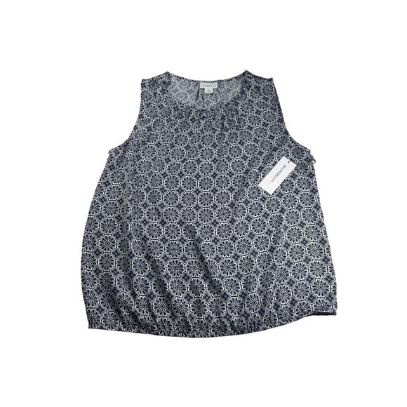 Liz Claiborne Womens Sleeveless Blue Floral Tank Top Size Medium Polyester NWT - Picture 3 of 6